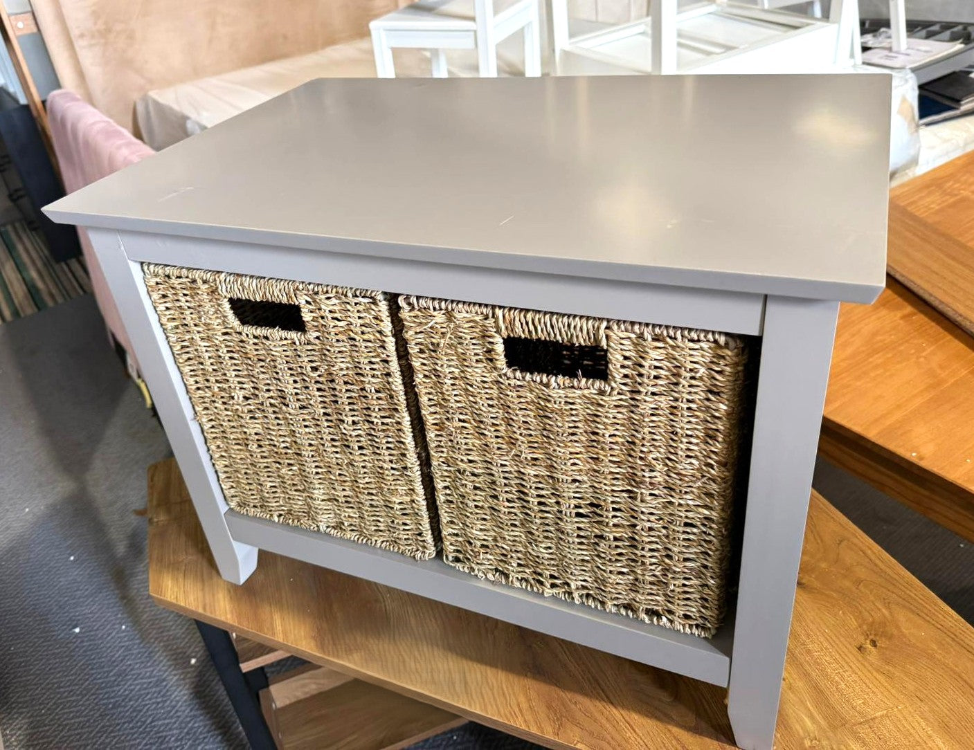Assembled Willow Shoe Storage Bench - Grey