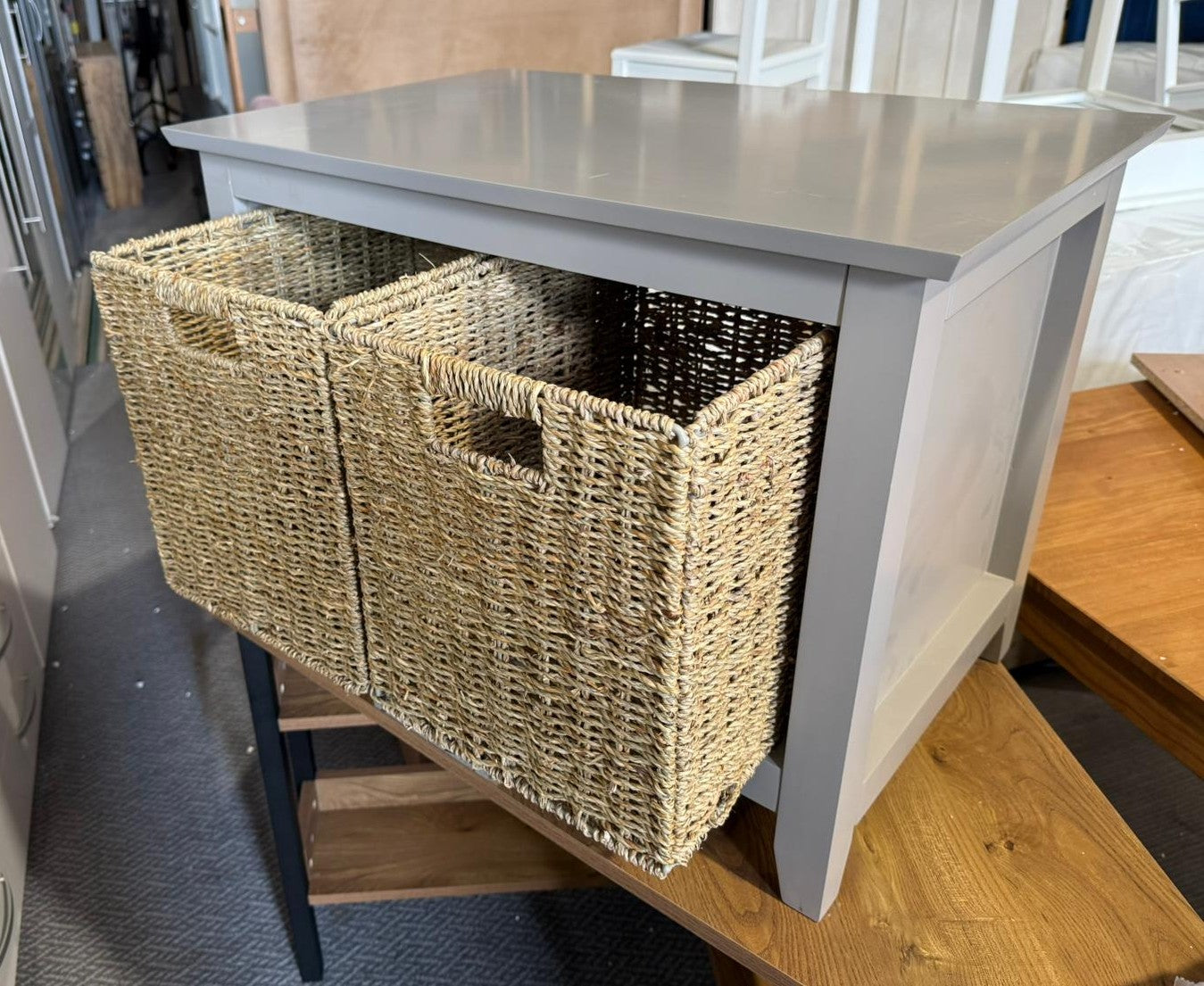 Assembled Willow Shoe Storage Bench - Grey