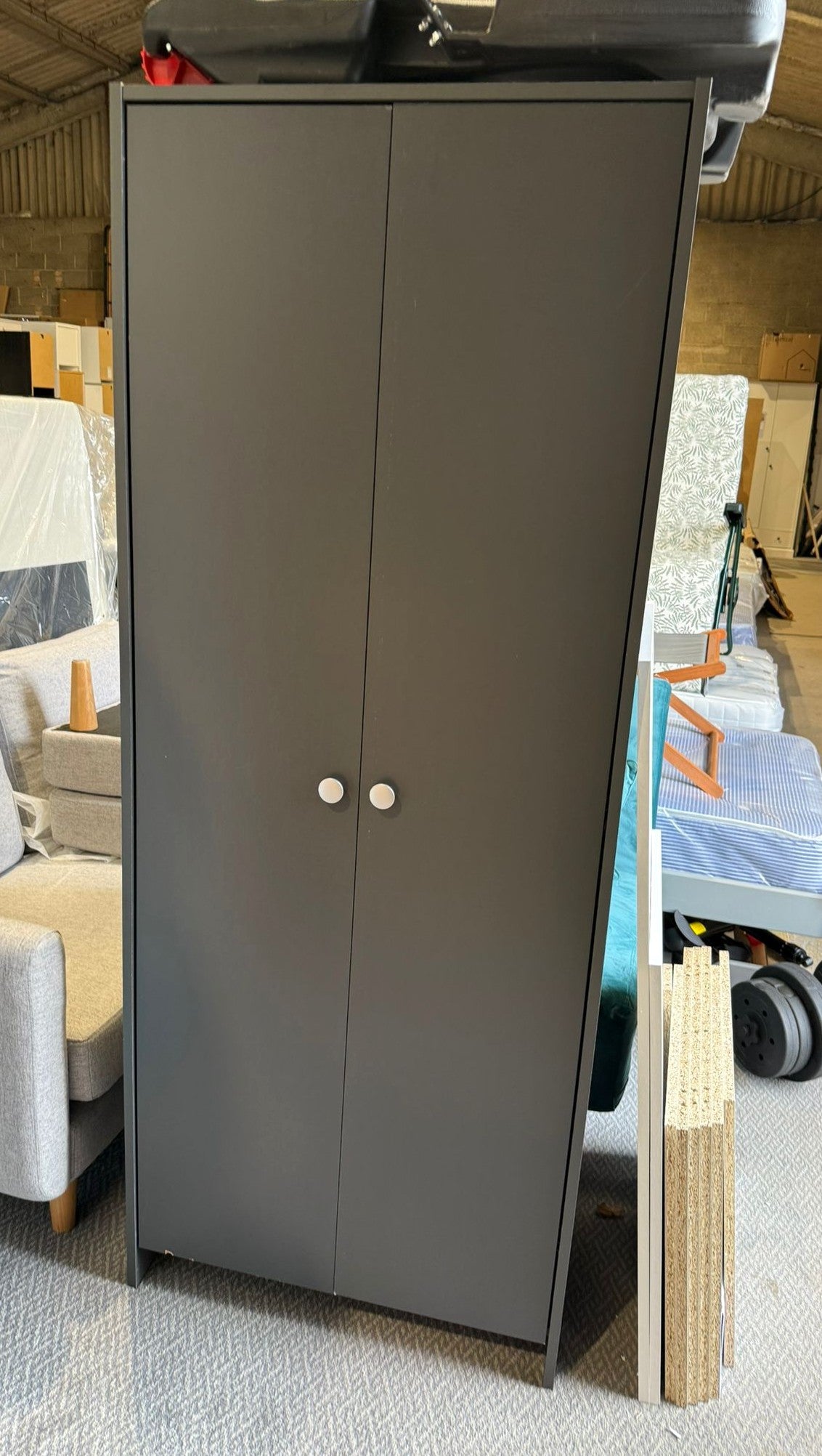 Assembled Seville 2 Door Wardrobe - Anthracite