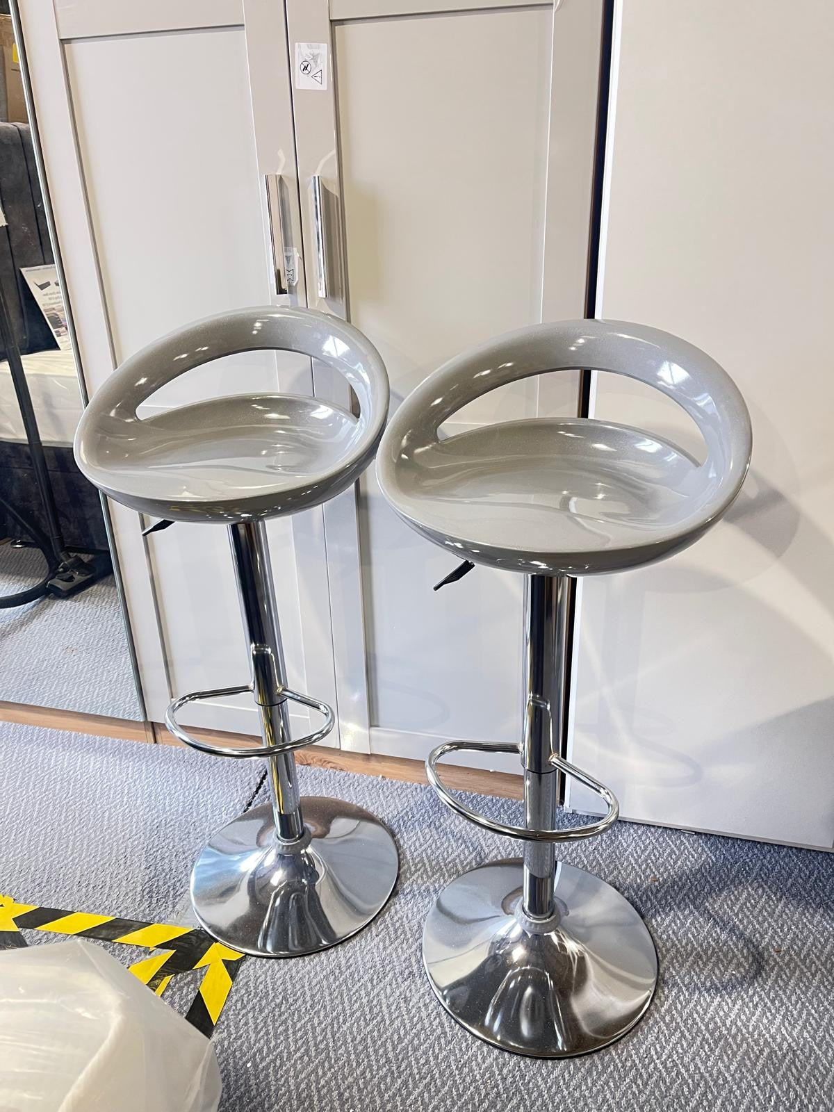 Assembled Pair of Gas Lift Bar Stool - Grey