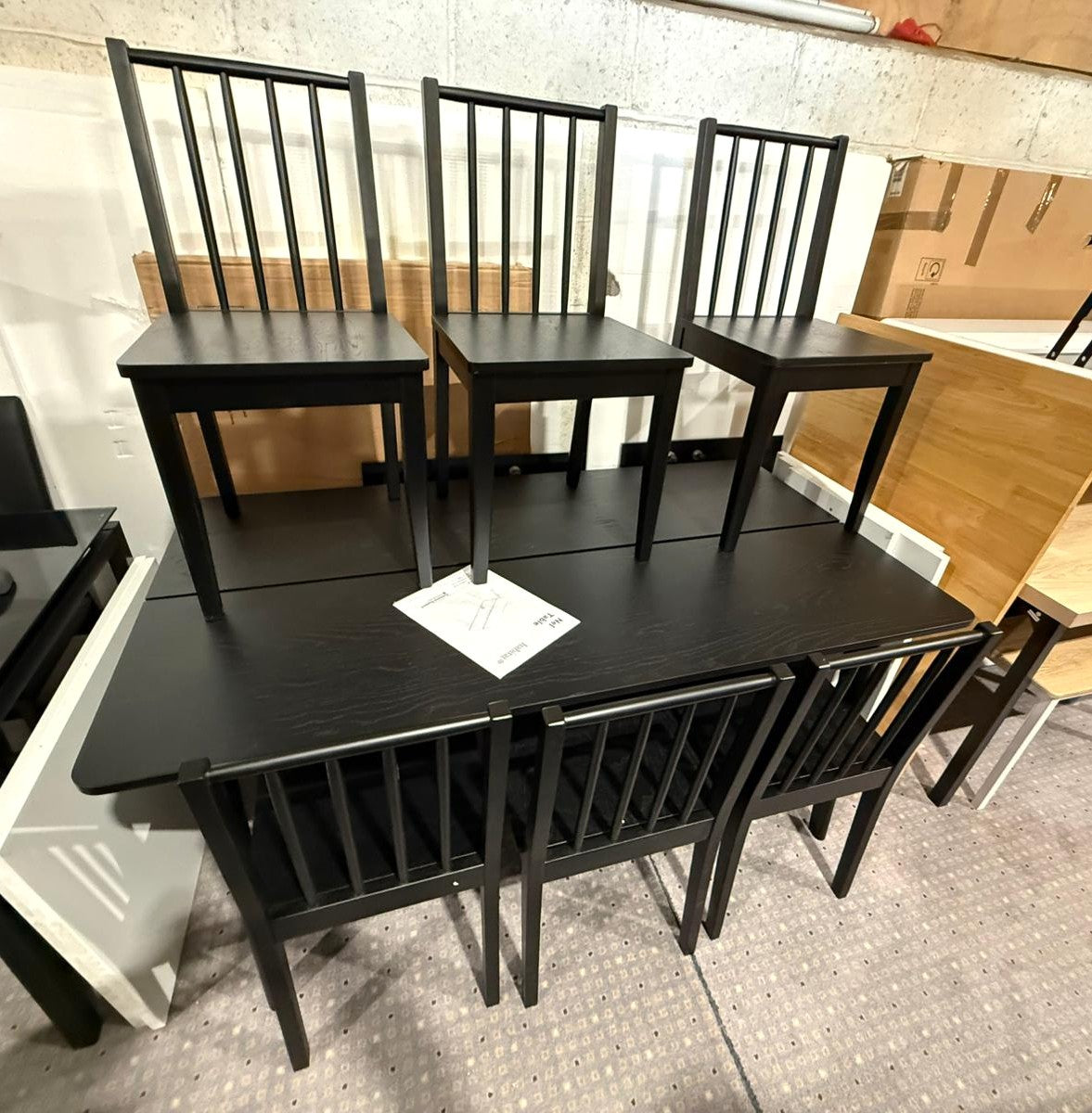 Assembled Habitat Nel Wood Veneer Dining Table + 4 Chairs  - Black