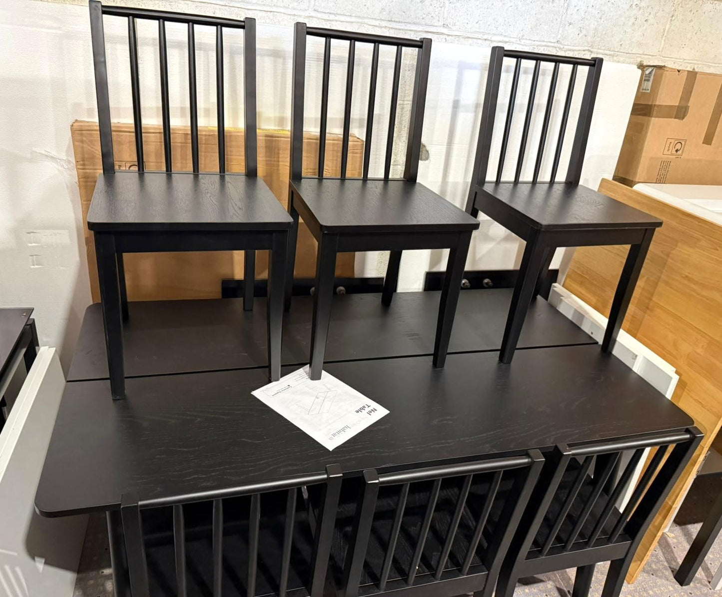 Assembled Habitat Nel Wood Veneer Dining Table + 4 Chairs  - Black