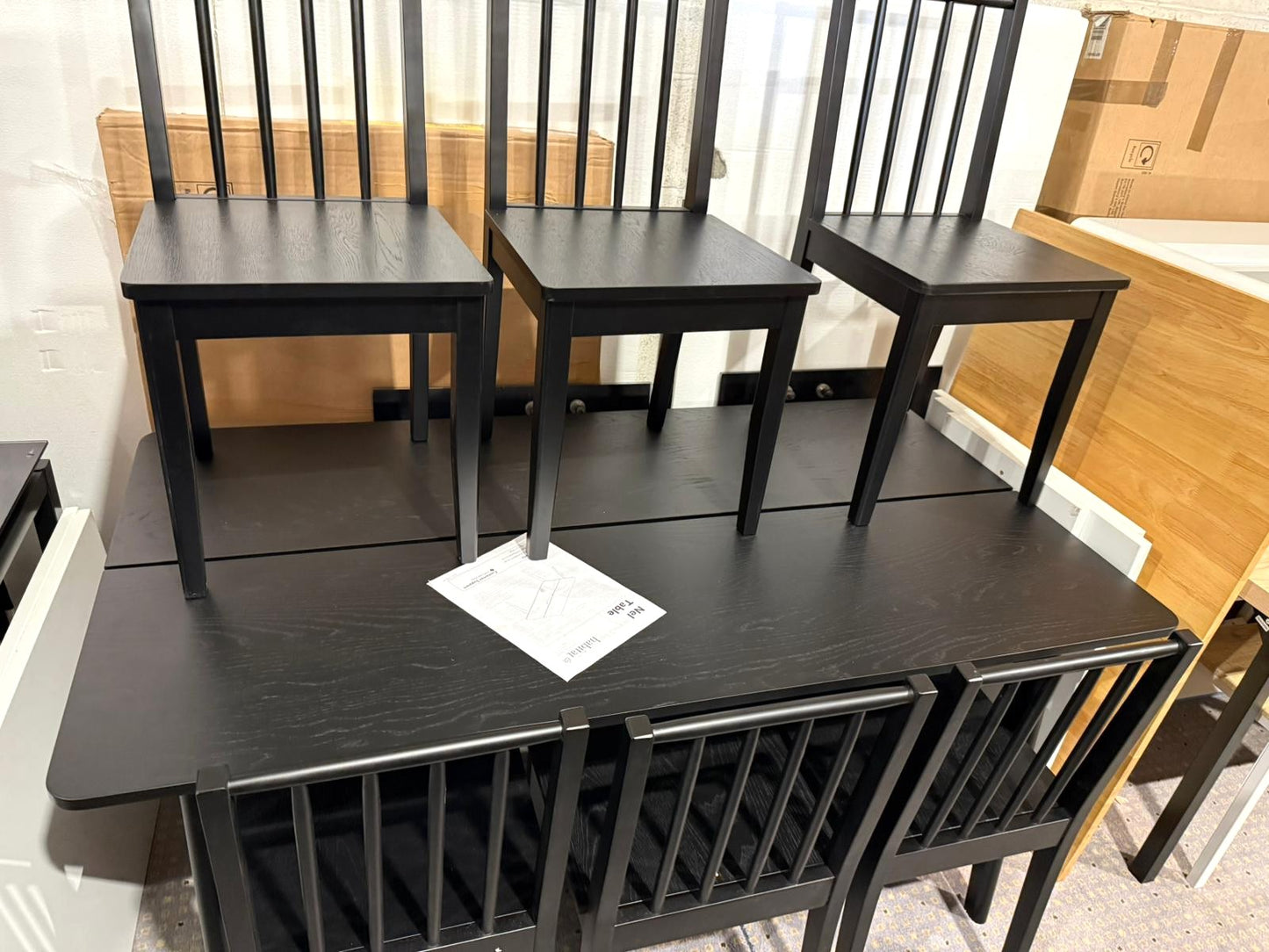 Assembled Habitat Nel Wood Veneer Dining Table + 4 Chairs  - Black