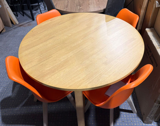 Assembled Habitat Trieste Oak Dining Table + 4 Habitat Jerry Pair of Dining Chair - Orange