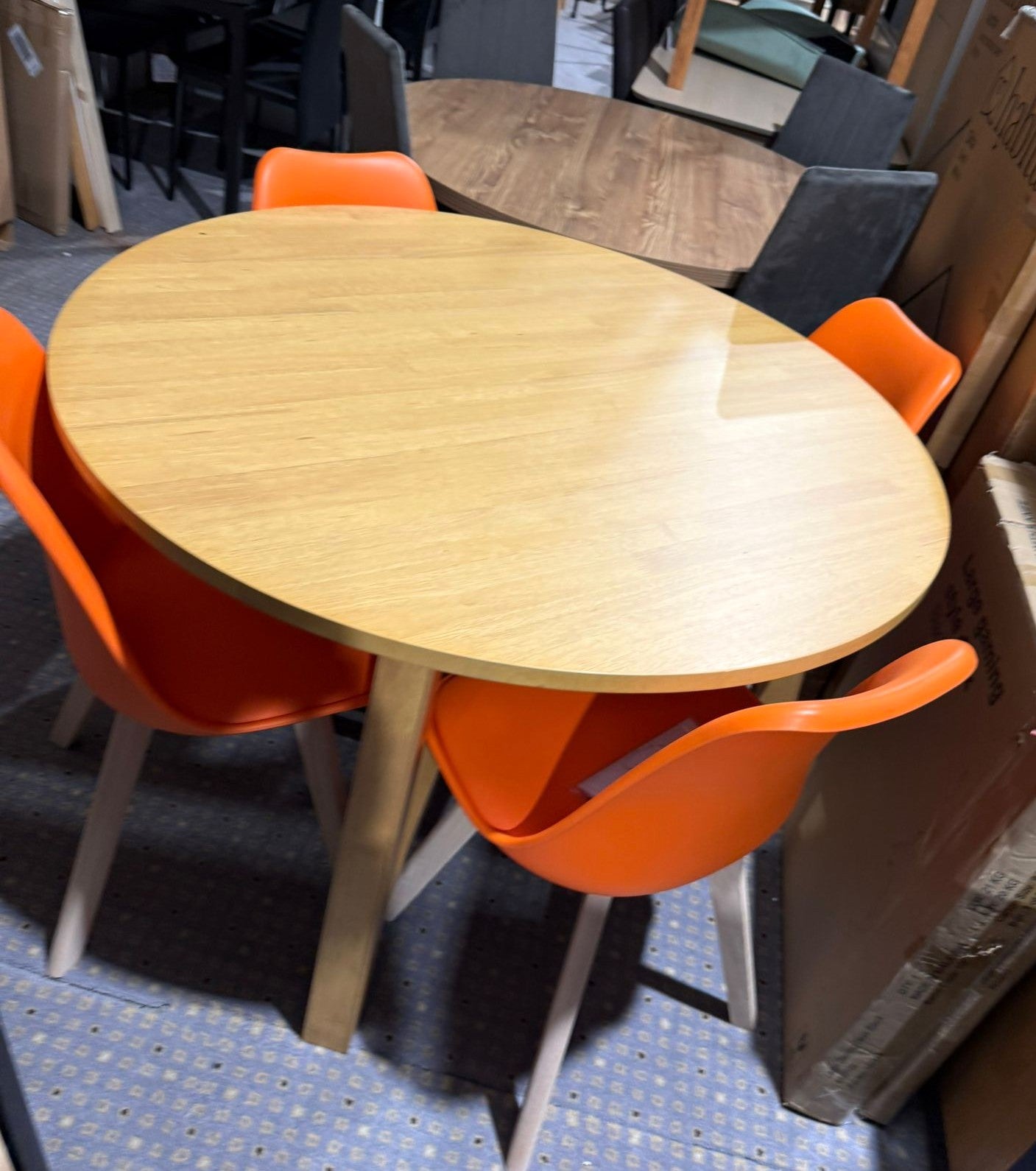 Assembled Habitat Trieste Oak Dining Table + 4 Habitat Jerry Dining Chairs - Orange