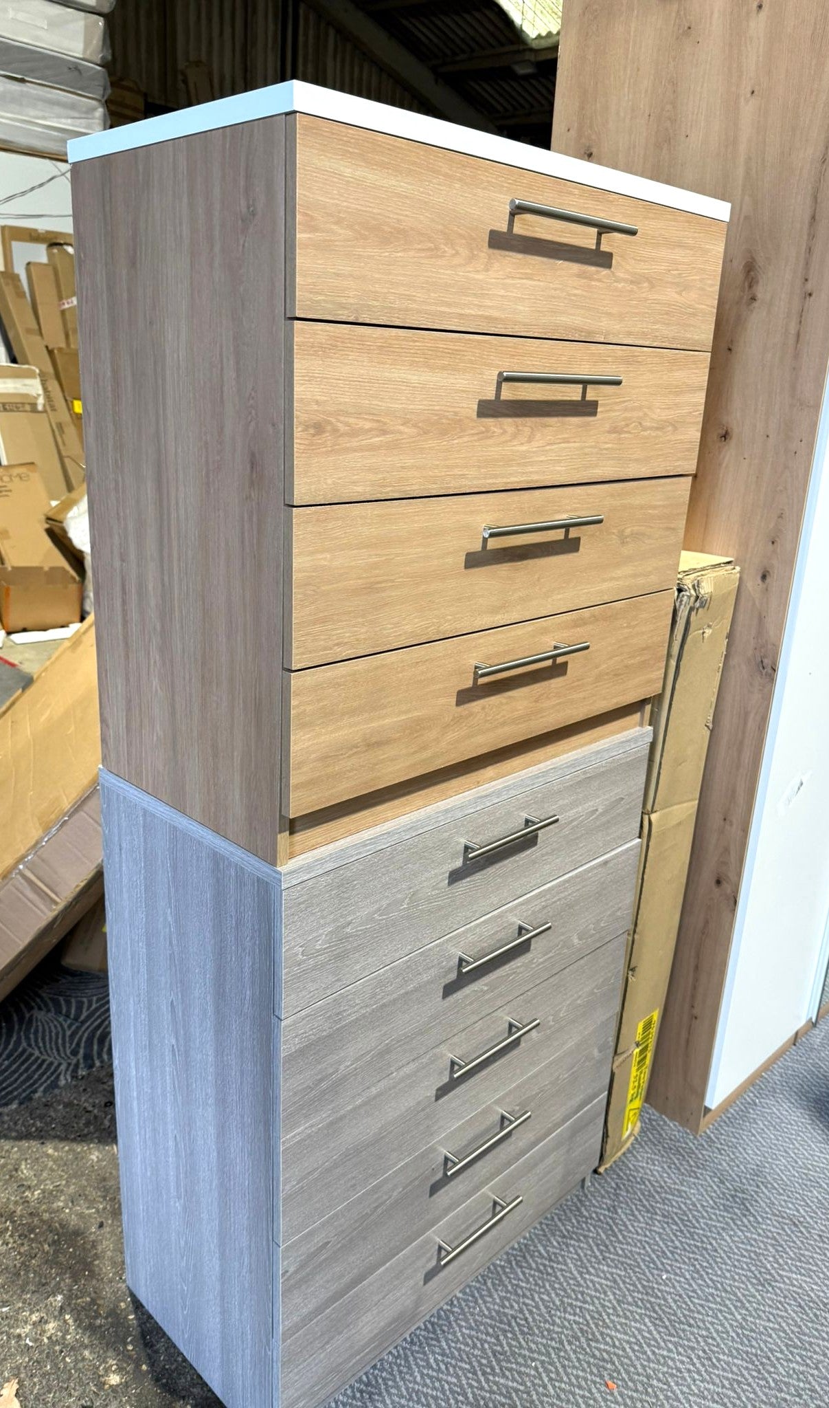Assembled Brisbane 4 Drawer Chest – Oak/ White