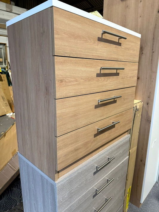Assembled Brisbane 4 Drawer Chest – Oak/ White