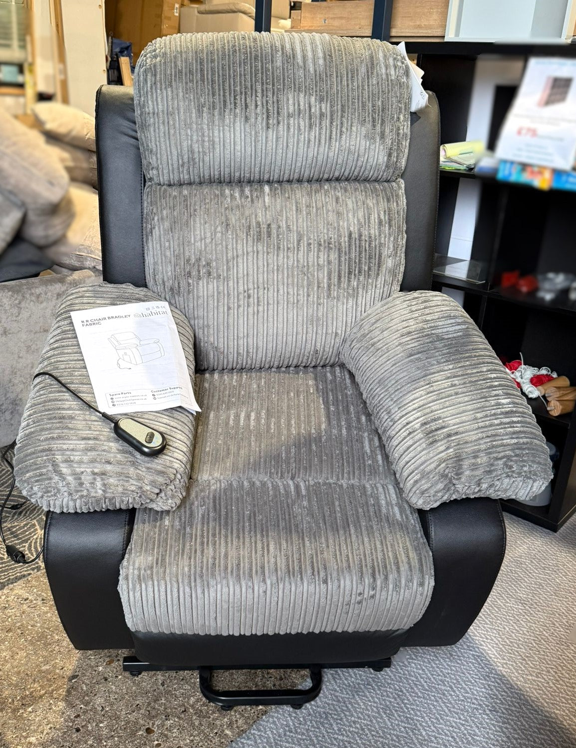 Bradley Rise & Recline Chair - Charcoal & Black