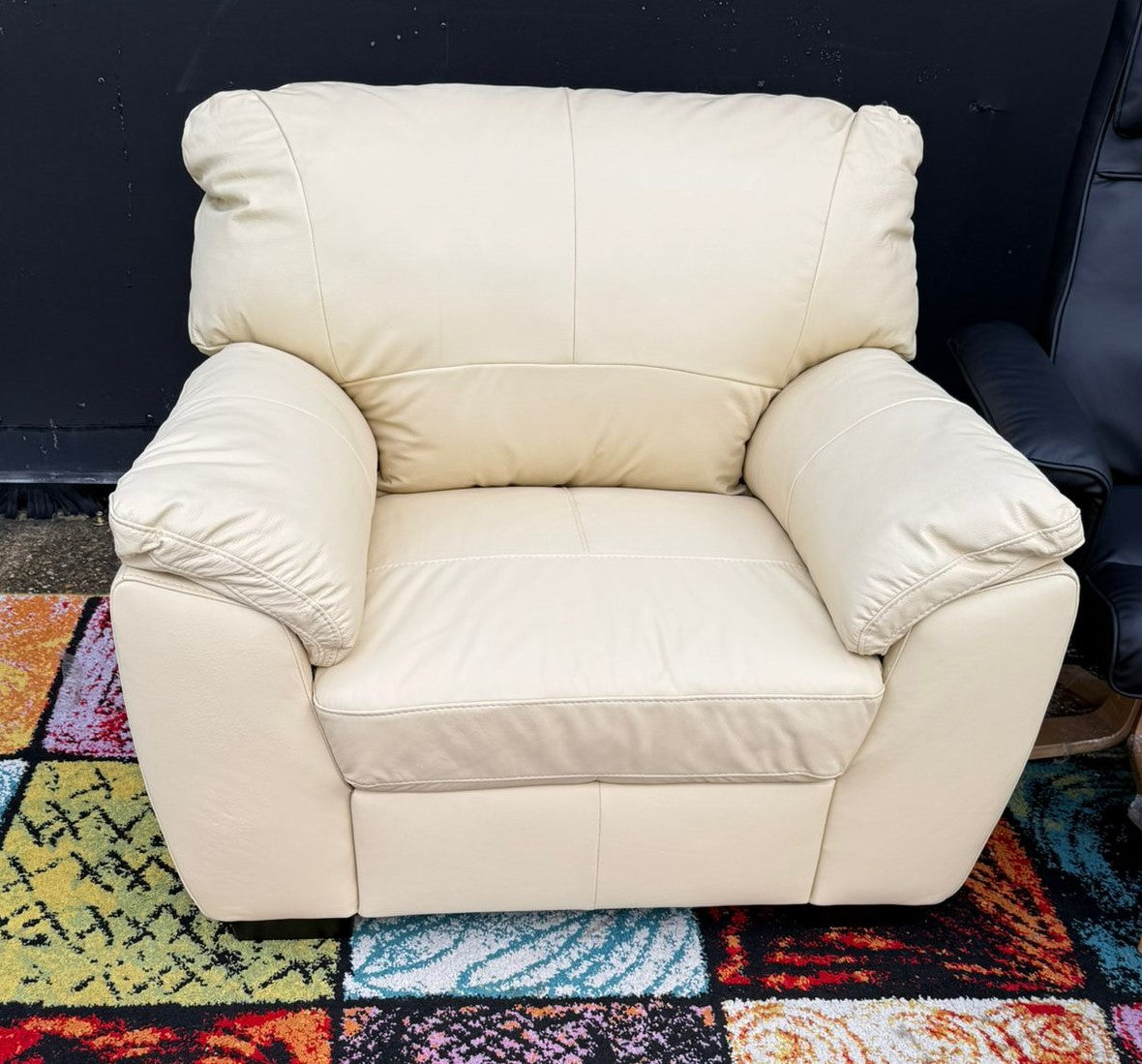 Milano Single Leather 1 Seater Sofa - Ivory