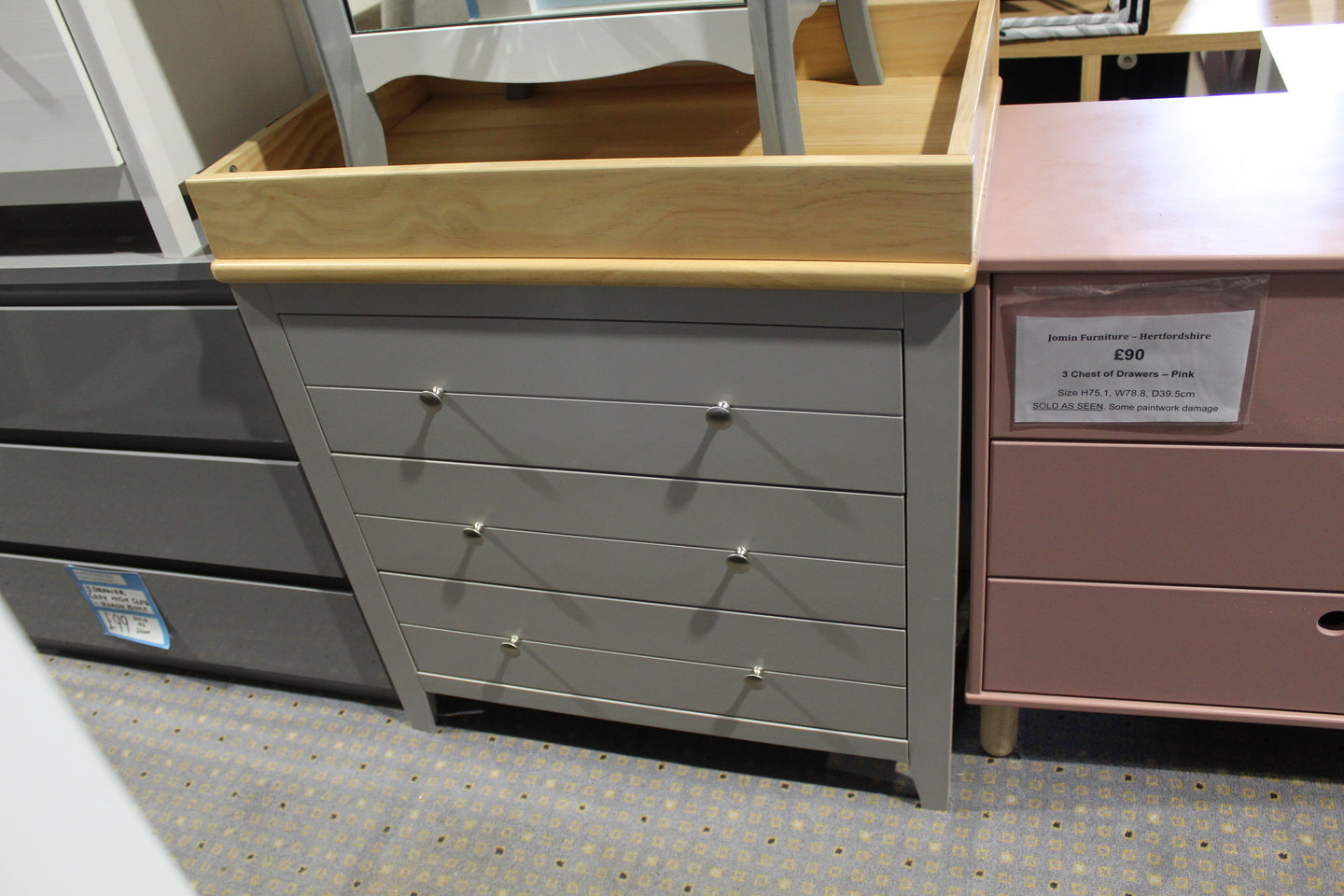 Assembled Canterbury Nursery Chest Drawer - Grey