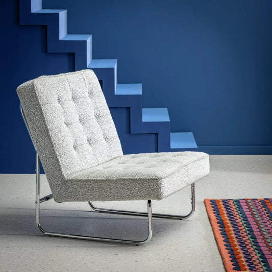 Assembled Duomo Boucle Tubular Chair - Grey