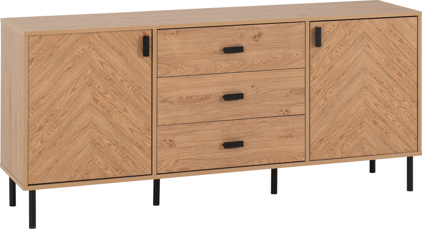 2 Door 3 Drawer Sideboard Medium - Oak Effect