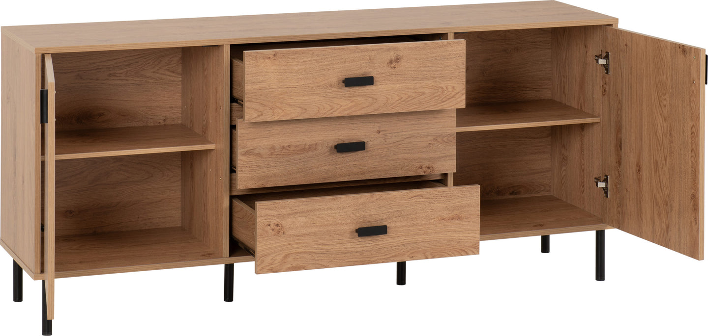 2 Door 3 Drawer Sideboard Medium - Oak Effect