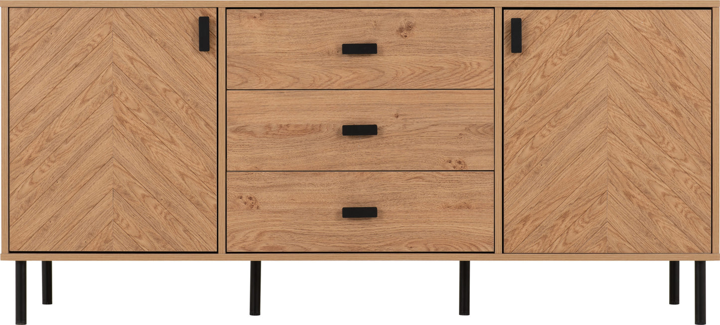 2 Door 3 Drawer Sideboard Medium - Oak Effect