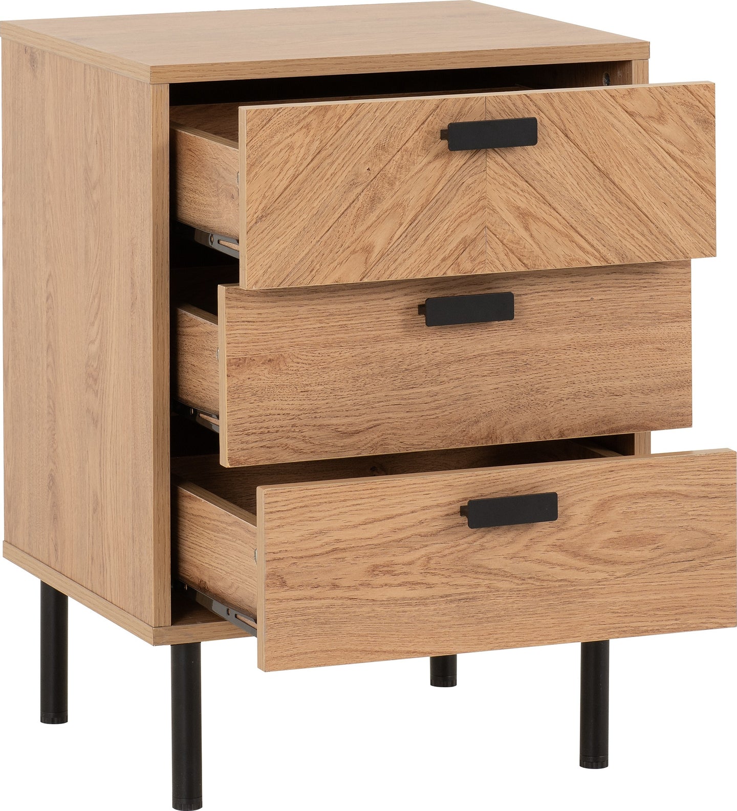 3 Drawer Bedside - Medium Oak Effect