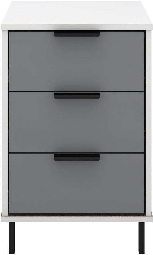 3 Drawer Bedside - Grey/White Gloss