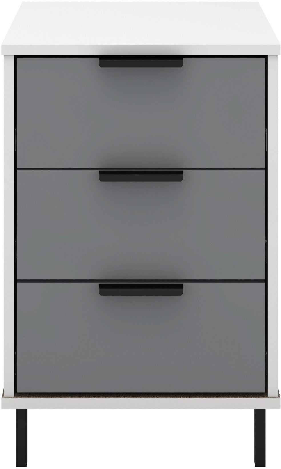 3 Drawer Bedside - Grey/White Gloss