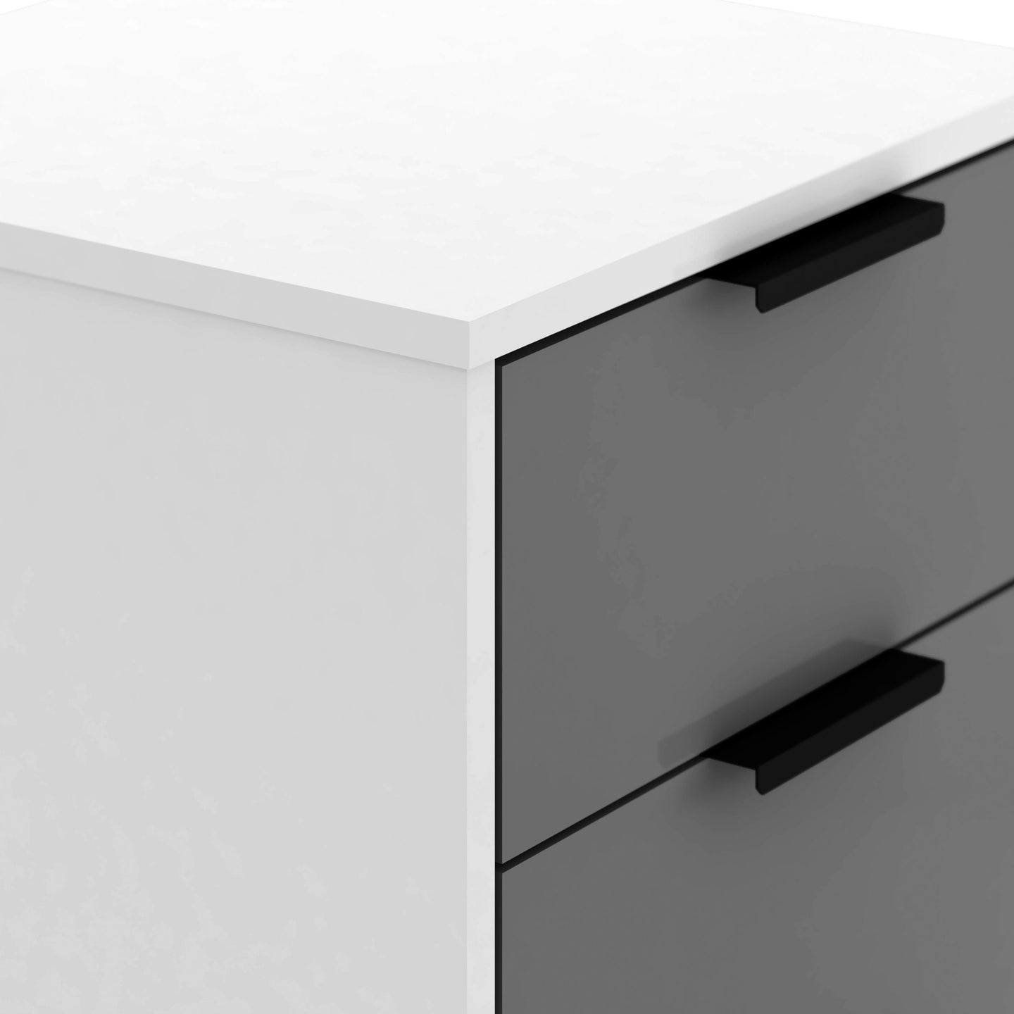 3 Drawer Bedside - Grey/White Gloss