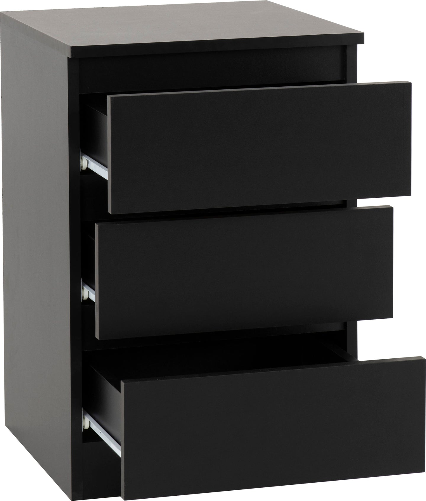 3 Drawer Bedside (Pair) - Black