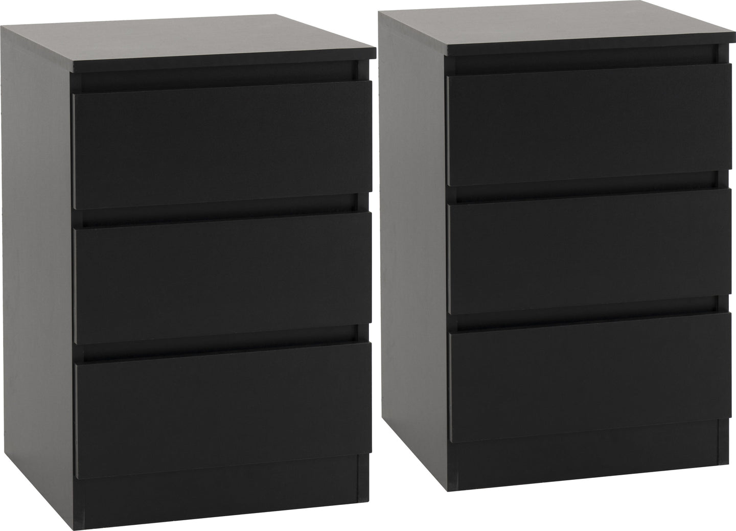 3 Drawer Bedside (Pair) - Black