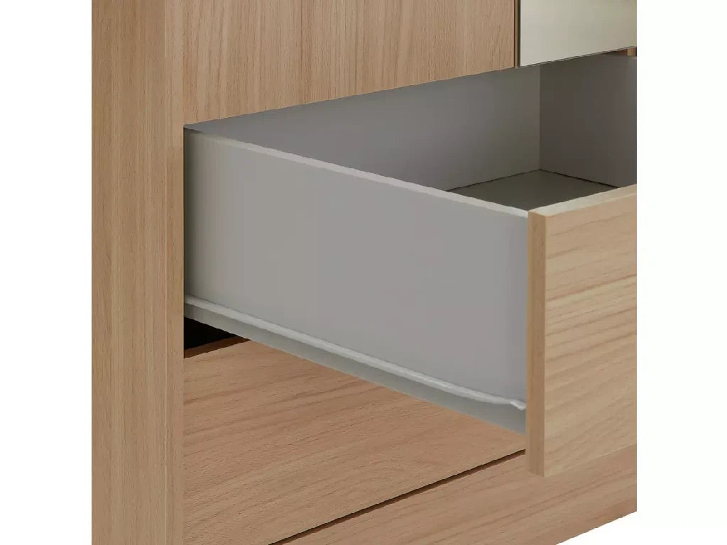 Malibu 3 Door 4 Drawer Mirror Wardrobe - Beech