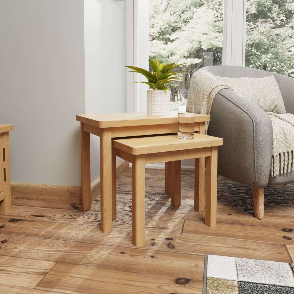 Nest Of 2 Tables - Rustic Oak