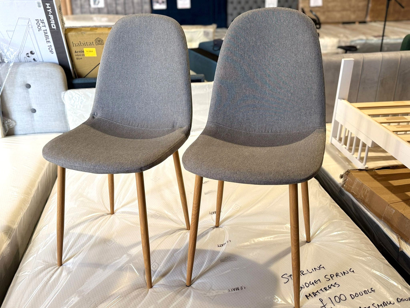 Assembled Habitat Beni Pair of Fabric Chairs - Grey