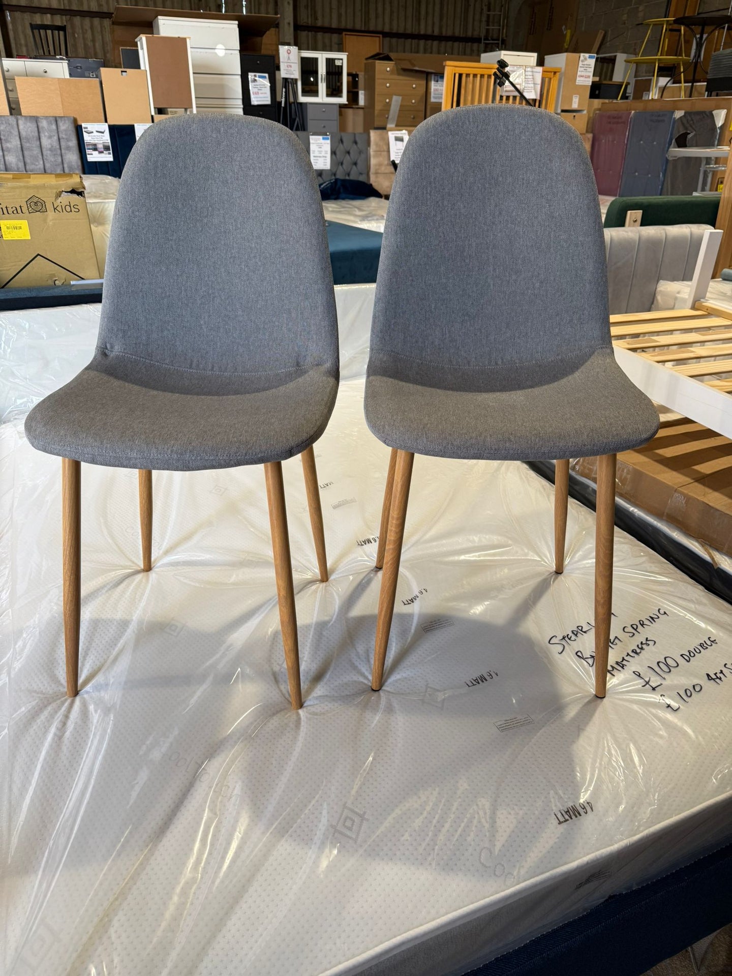 Assembled Habitat Beni Pair of Fabric Chairs - Grey