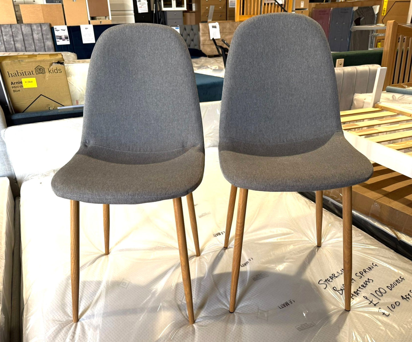 Assembled Habitat Beni Pair of Fabric Chairs - Grey