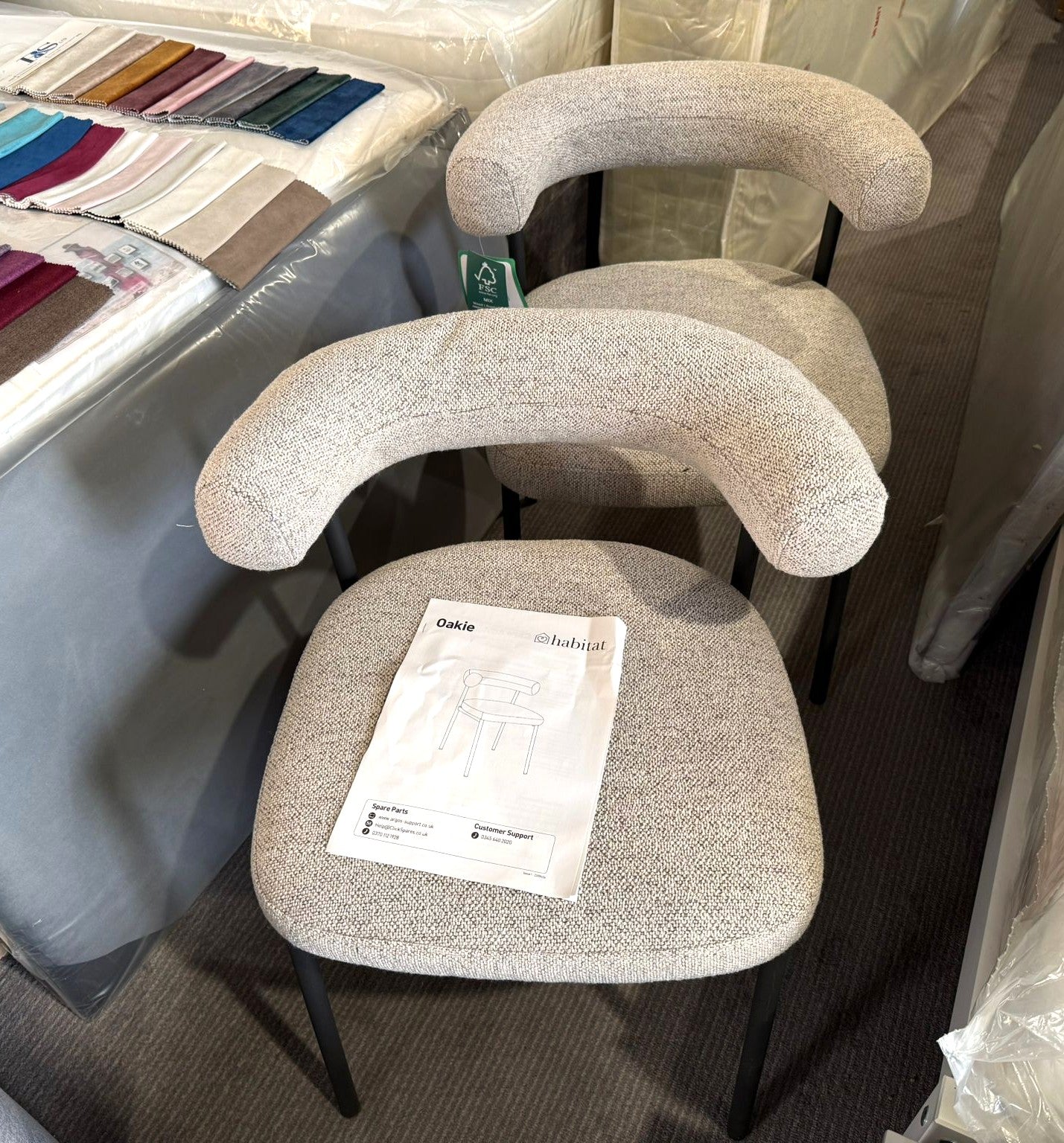 Assembled Habitat Oakie Pair of Fabric Dining Chair - Grey