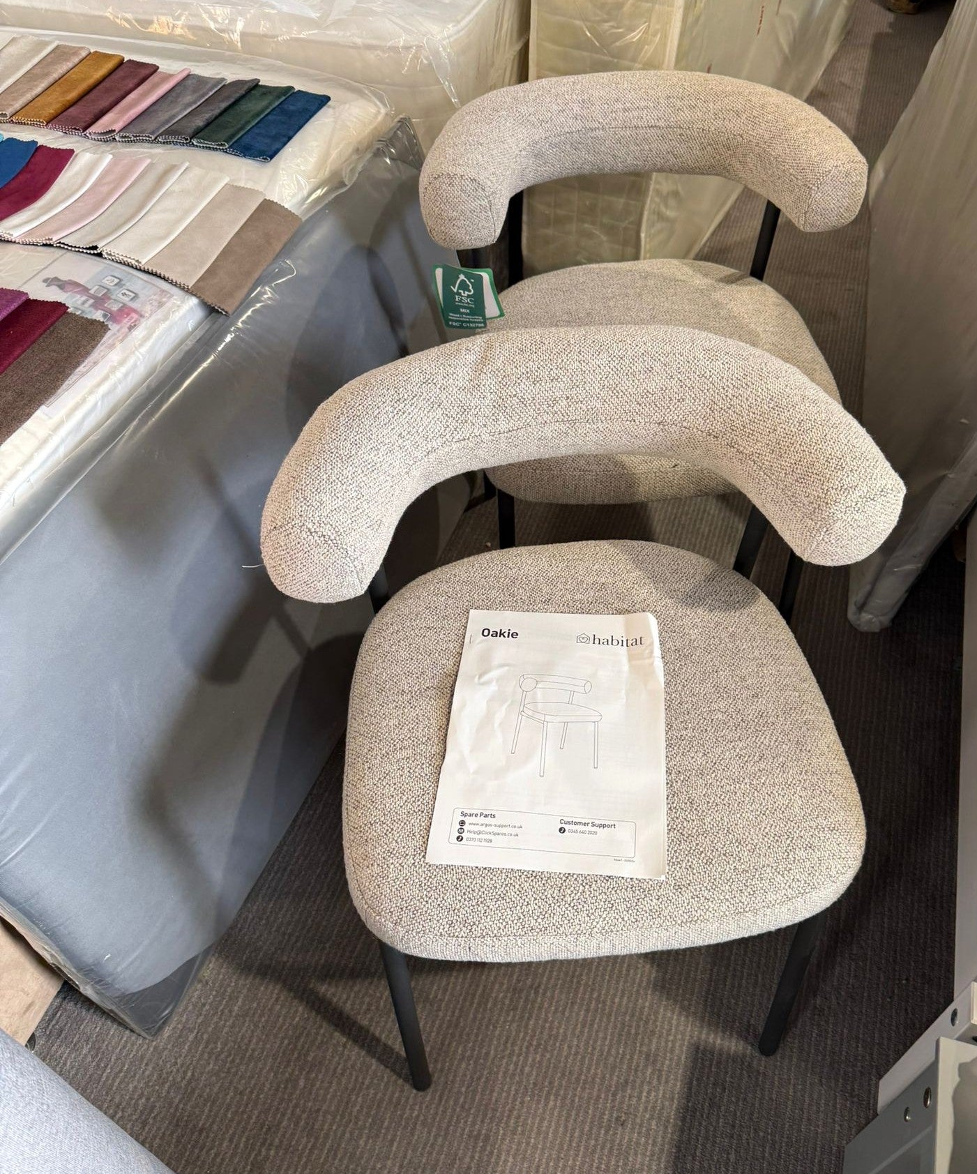 Assembled Habitat Oakie Pair of Fabric Dining Chair - Grey