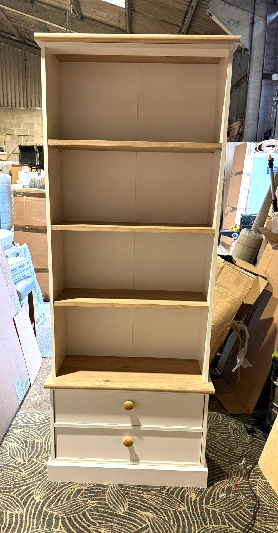 Assembled Winchester 2 Drawer Bookcase - Cream