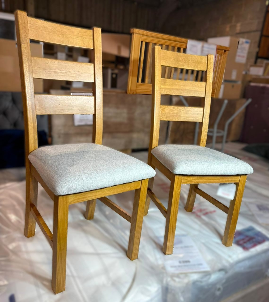 Assembled Ashwell Pair of 2 Oak Dining Chairs - Natural