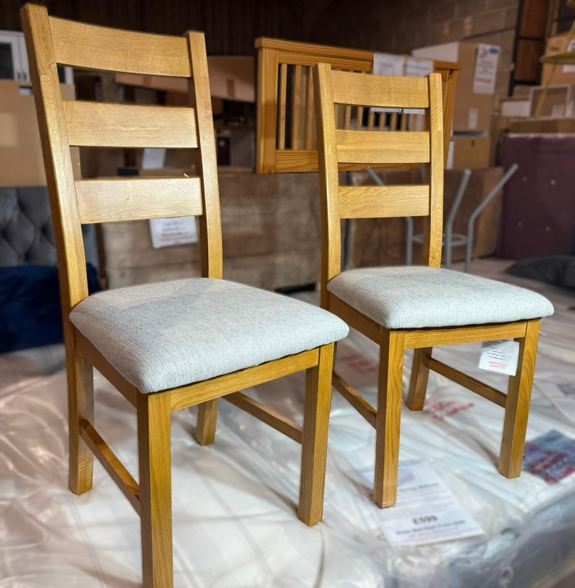 Assembled Ashwell Pair of 2 Oak Dining Chairs - Natural