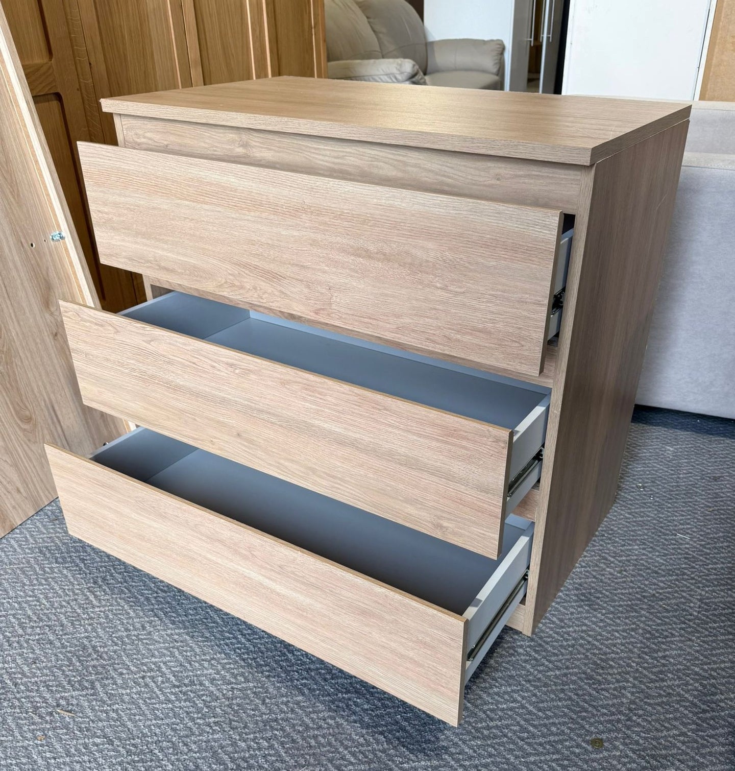 Assembled Jenson 3 Drawer Chest - Oak Effect