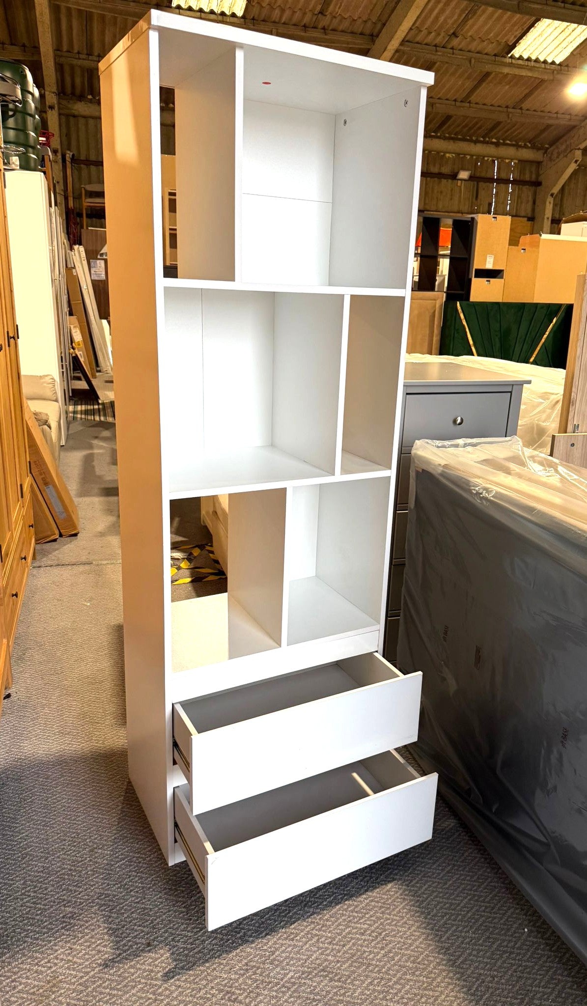 Assembled Jenson Narrow Bookcase - White Gloss