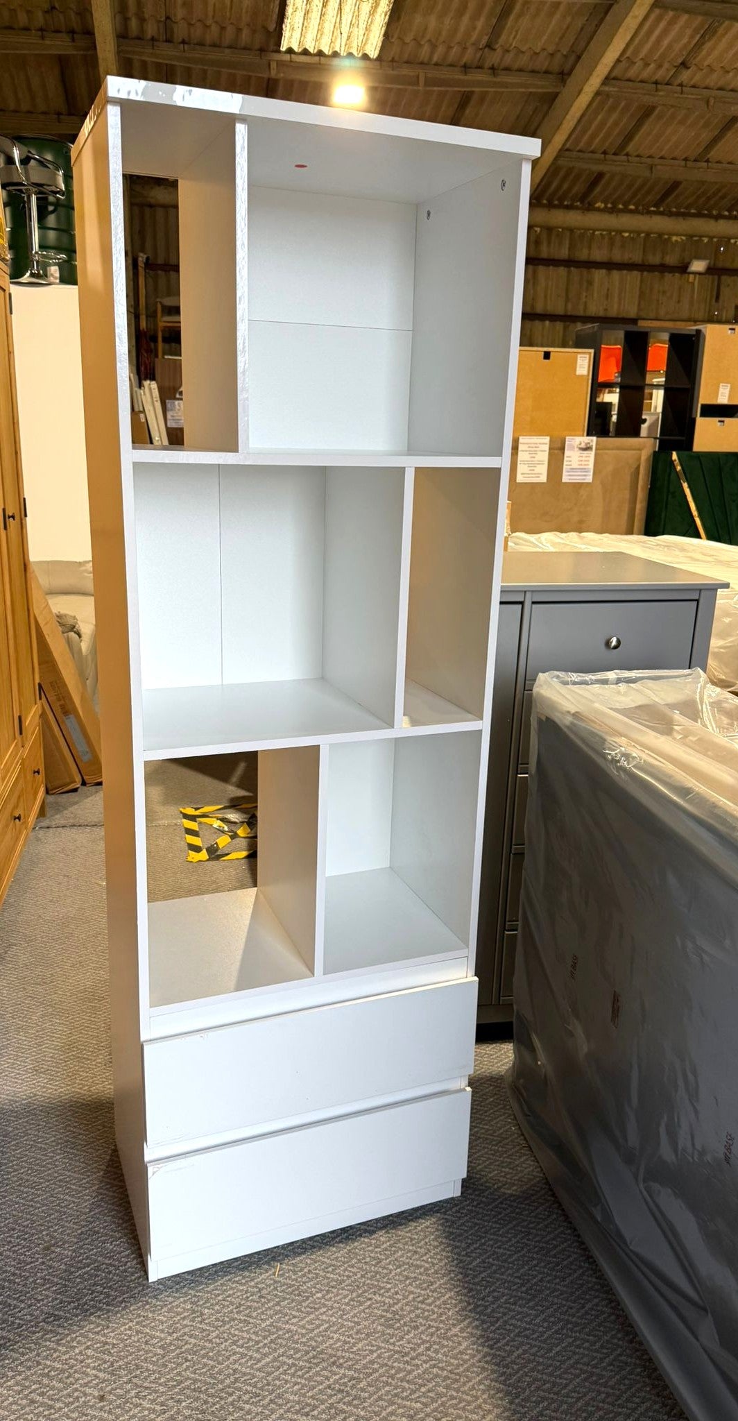 Assembled Jenson Narrow Bookcase - White Gloss