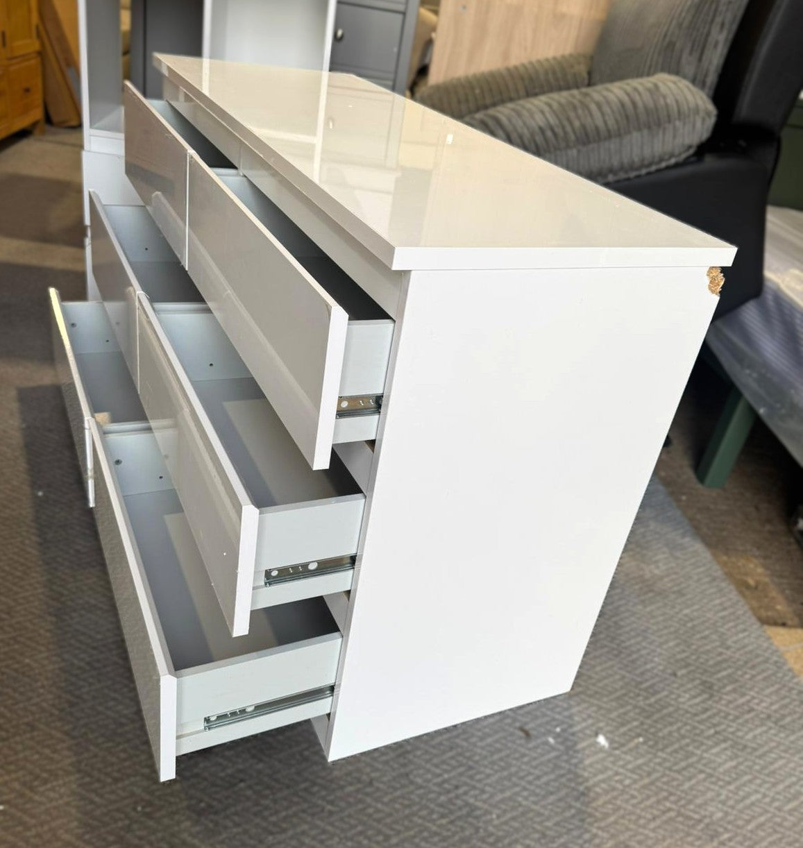 Assembled Jenson 6 Drawer Chest - Gloss White