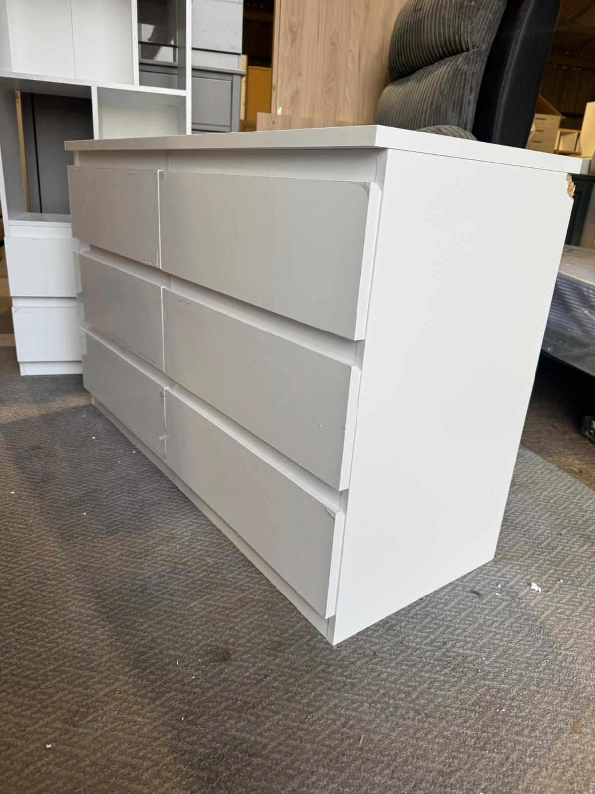 Assembled Jenson 6 Drawer Chest - Gloss White