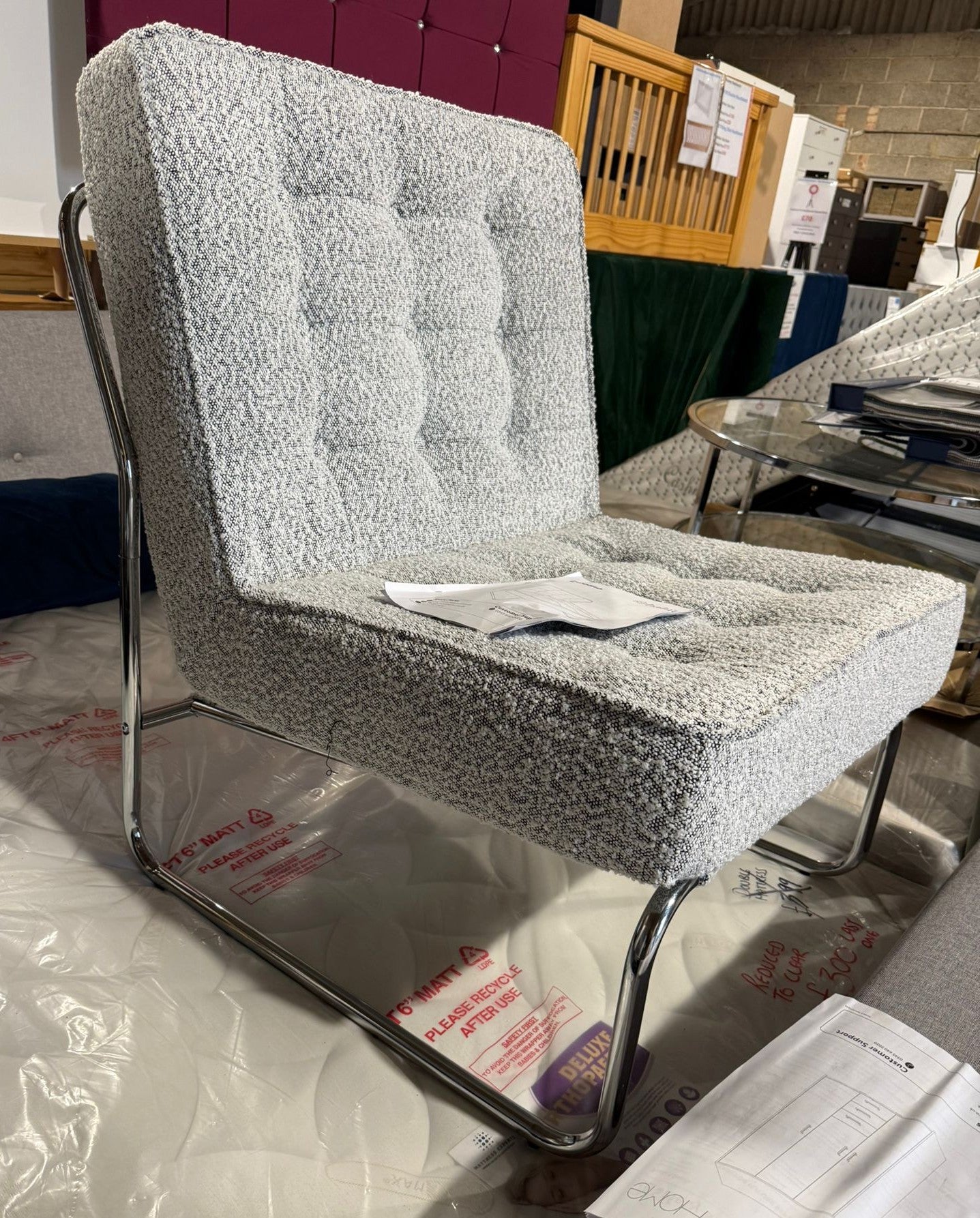 Assembled Duomo Boucle Tubular Chair - Grey