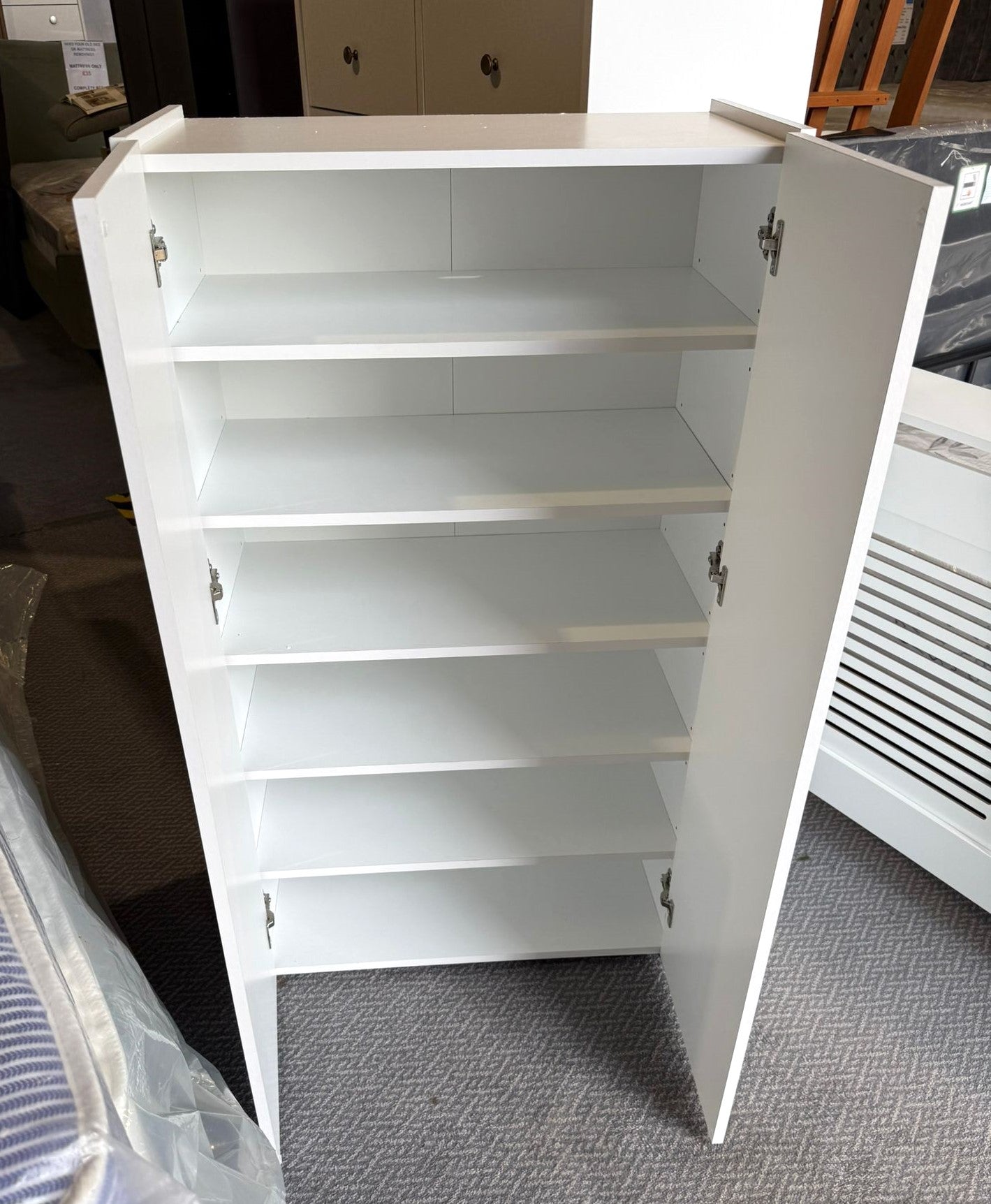 Assembled Seville Shoe Storage Cabinet - White