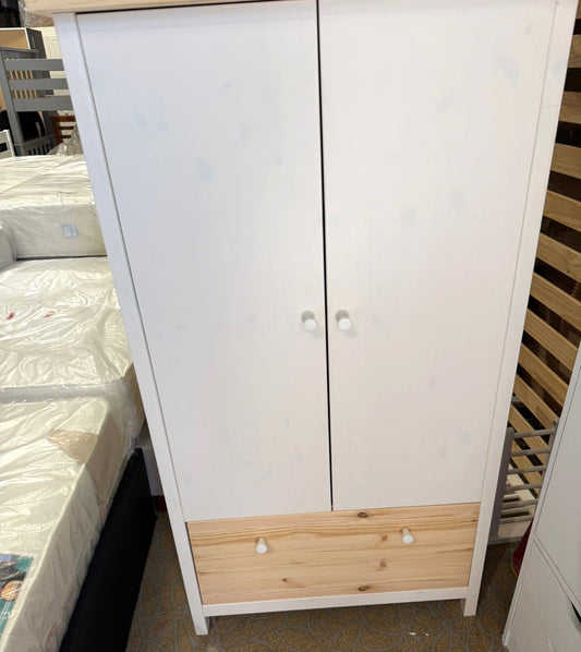 Assembled Kids Scandinavia Short 2 Door Wardrobe  - Two Tone