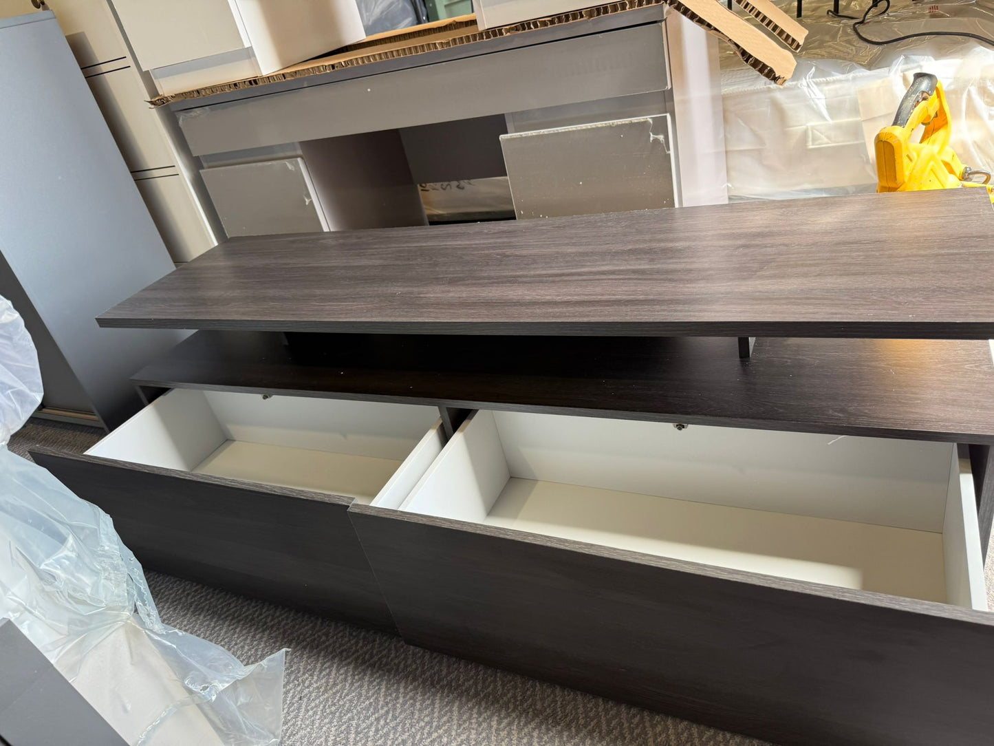 Assembled Habitat Floating Top TV Unit - Black & Brown