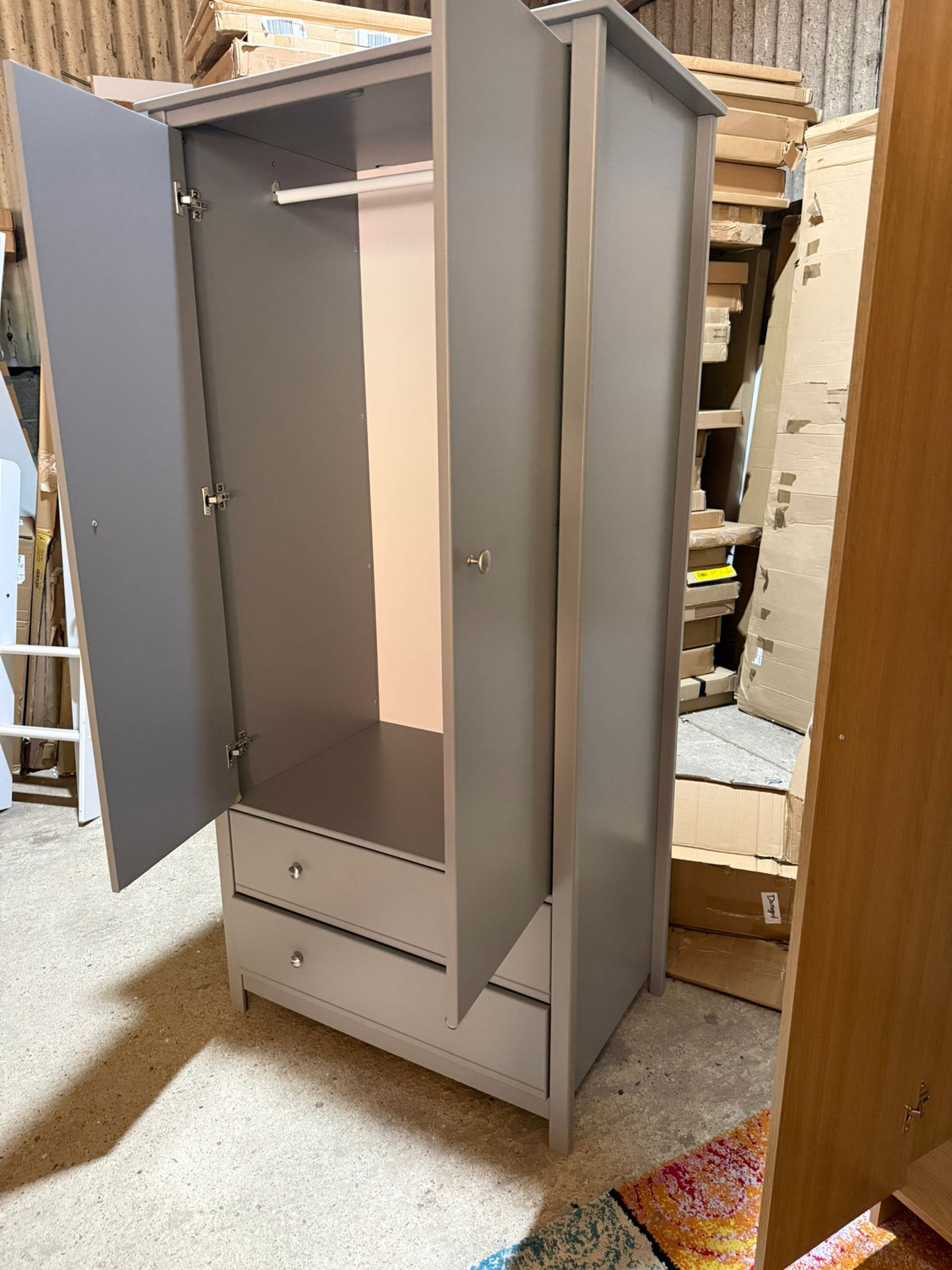 Assembled Habitat Brooklyn 2 Door 2 Drawer Wardrobe - Grey