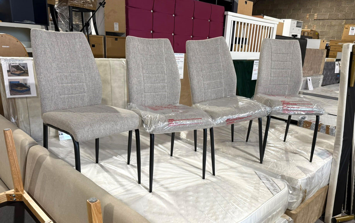 Assembled Set of 4 Grey Fabric Dining Chair