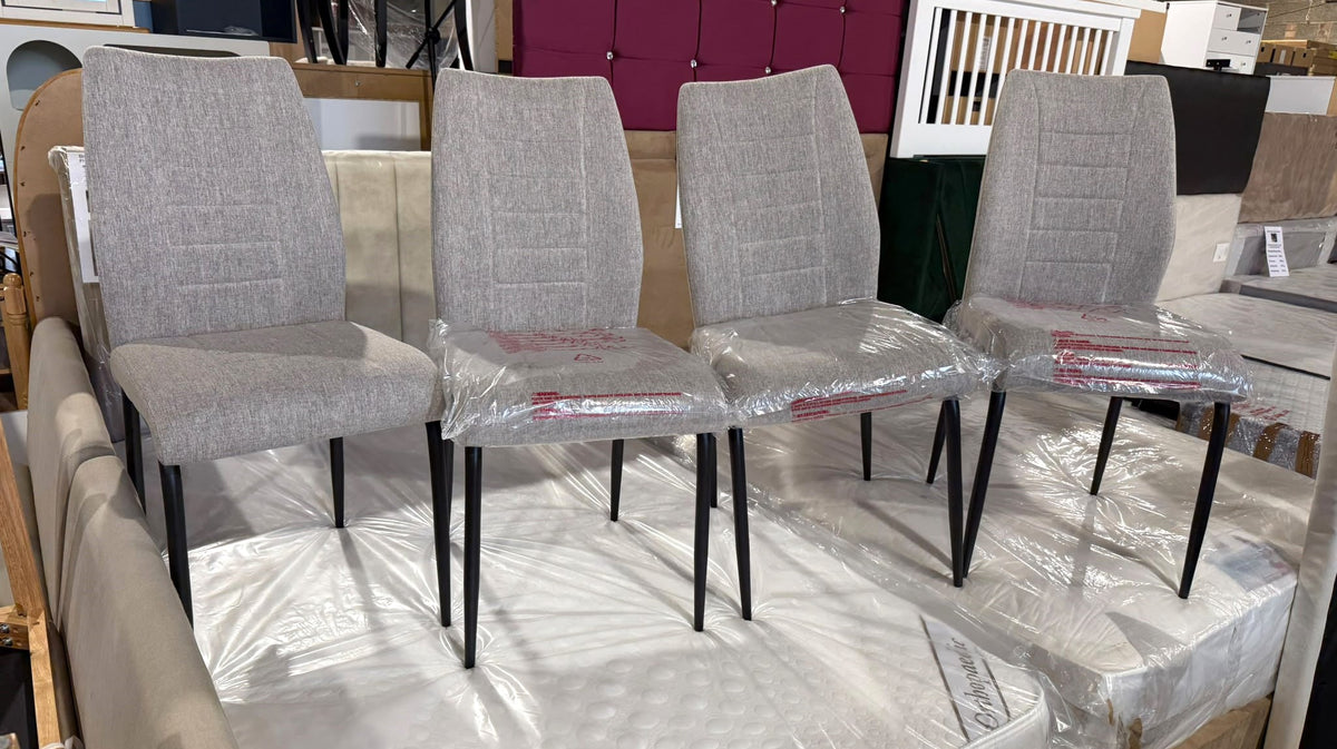 Assembled Set of 4 Grey Fabric Dining Chair