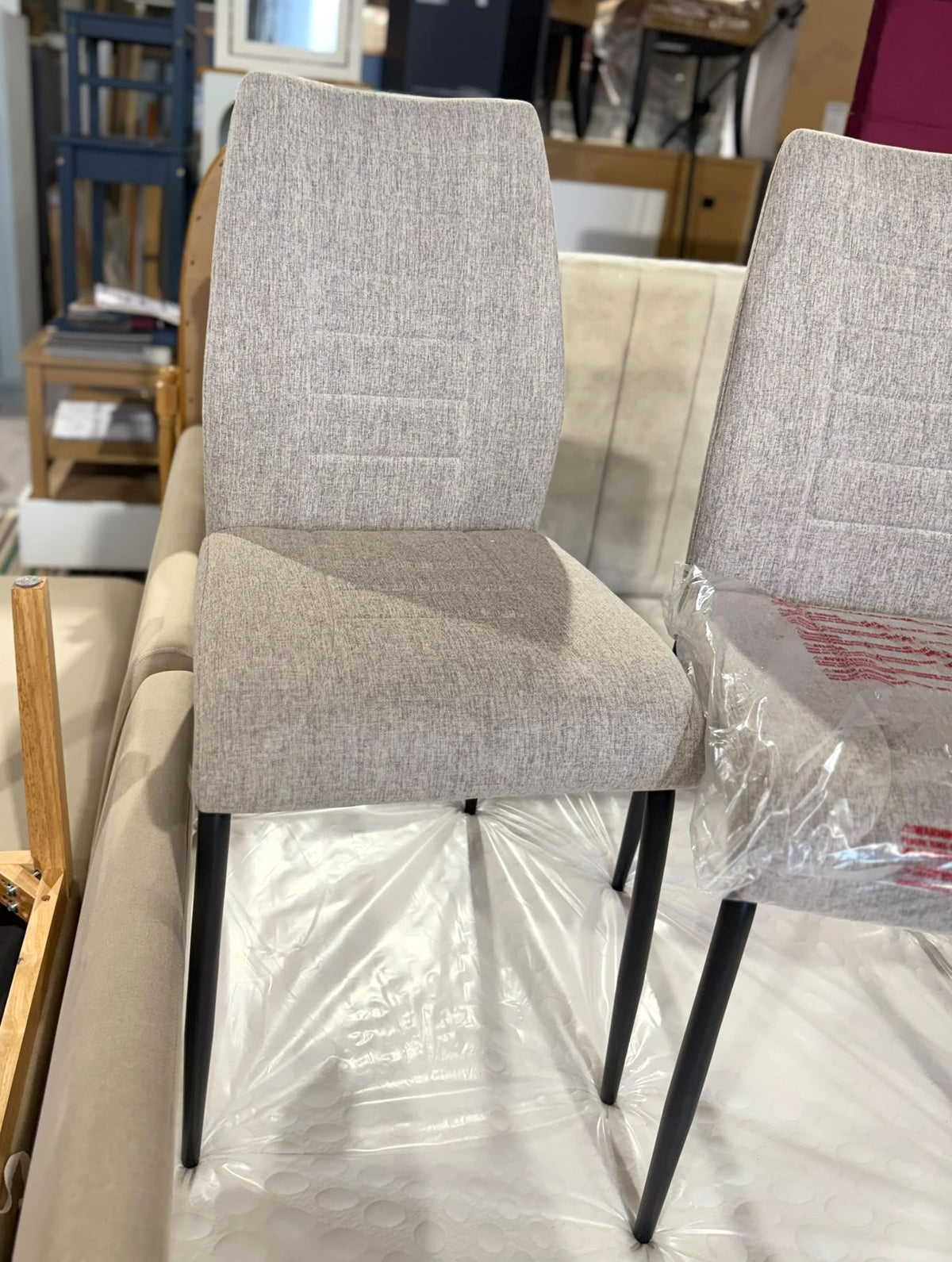 Assembled Set of 4 Grey Fabric Dining Chair