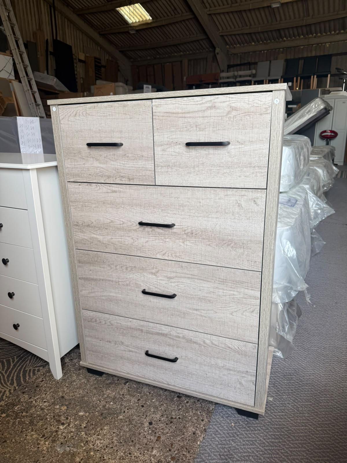 Assembled Light Oak Effect 3+ 2 Drawer Chest