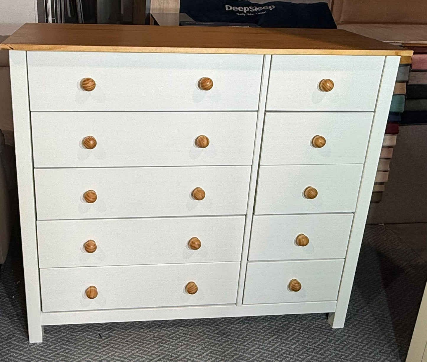 Assembled Scandinavia 10 Drawer Chest - Pine & White