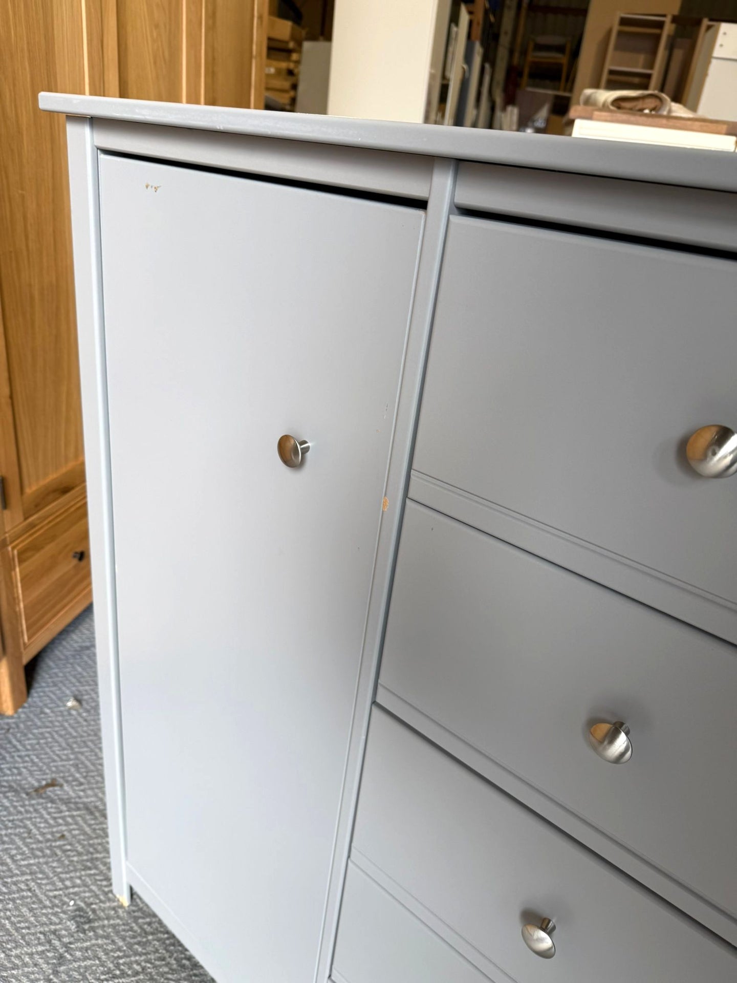 Assembled Habitat Brooklyn 1 Door 5 Drawer Short Wardrobe - Grey